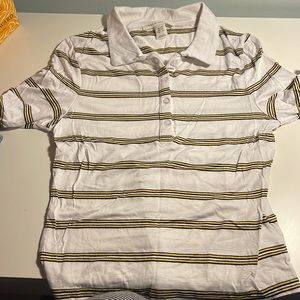 White and yellow shirt, has a beautiful texture in the inside and comfortable.